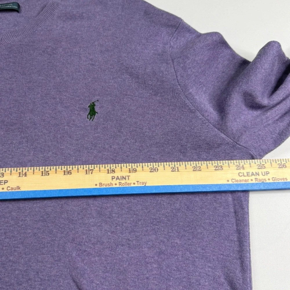 Polo Ralph Lauren V-Neck Sweater Mens XL Purple‎ Pima Cotton Long Sleeve Logo